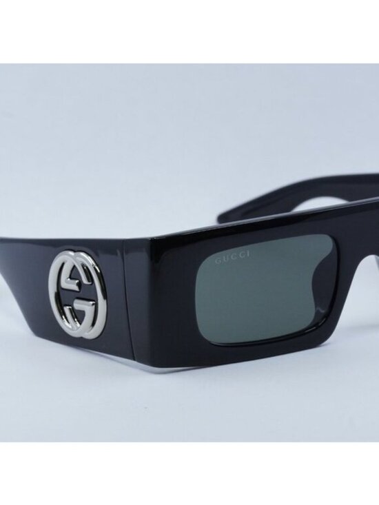 Gucci GG1646S 001 Sunglasses Black Rectangle Frame, Grey Lenses main image 11